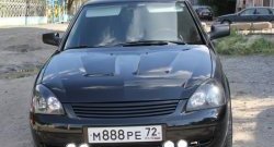 Изменённая решётка Double Light Style с вырезами на передний бампер автомобиля Лада Приора ( 2170,  2171,  2172) (2007-2014) седан дорестайлинг, универсал дорестайлинг , хэтчбек дорестайлинг