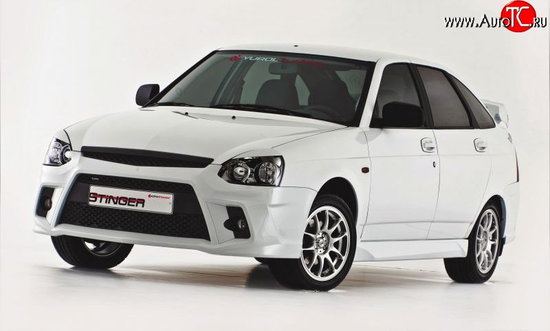 5 099 р. Передний бампер Stinger Лада Приора 2172 хэтчбек дорестайлинг (2008-2014) (Неокрашенный)  с доставкой в г. Керчь
