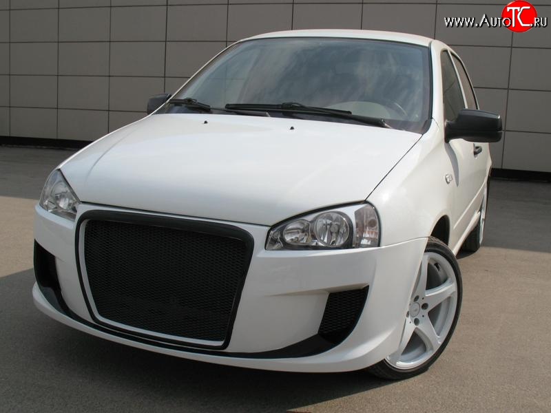 9 399 р. Передний бампер Я-робот Лада Калина 1118 (2004-2013) (Неокрашенный, сетка в воздухозаборниках)  с доставкой в г. Керчь