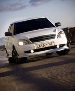219 р. Накладка капота Elite Лада Приора 2172 хэтчбек дорестайлинг (2008-2014) (Неокрашенный)  с доставкой в г. Керчь. Увеличить фотографию 2