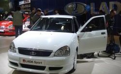 3 699 р. Накладка переднего бампера Lada Priora Sport Лада Приора 2172 хэтчбек дорестайлинг (2008-2014) (Неокрашенная)  с доставкой в г. Керчь. Увеличить фотографию 3