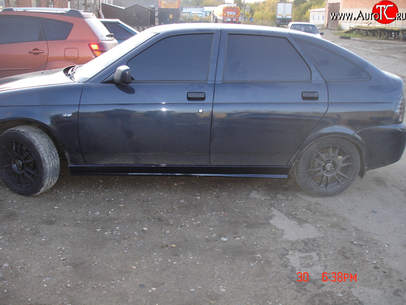 3 599 р. Пороги накладки VMV Лада Приора 2172 хэтчбек дорестайлинг (2008-2014) (Неокрашенные)  с доставкой в г. Керчь