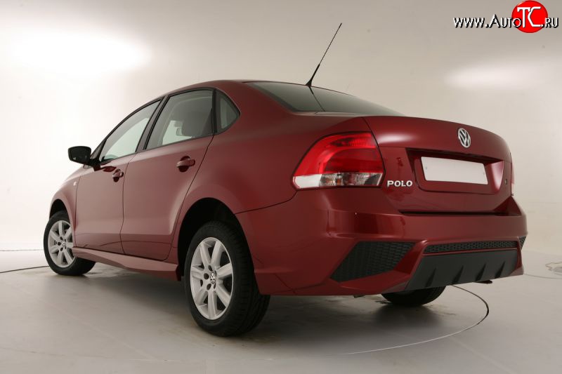 7 249 р. Задний бампер Sport Volkswagen Polo 5 седан дорестайлинг (2009-2015) (Неокрашенный)  с доставкой в г. Керчь