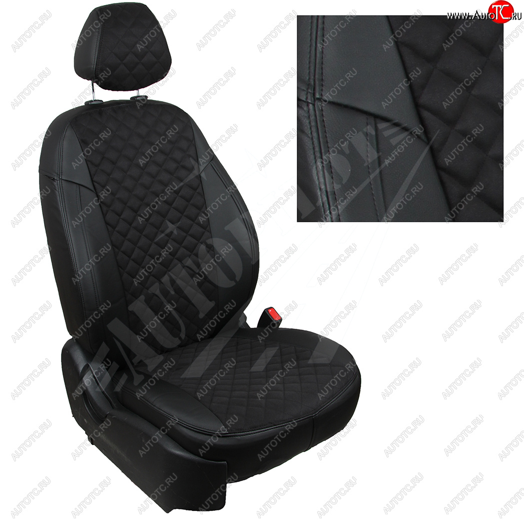 14 249 р. Чехлы сидений AUTOPILOT Алькантара Ромб (ЗС 40/60) Audi A1 8XA хэтчбэк 5 дв. рестайлинг (2014-2018) (Черный + Черный)  с доставкой в г. Керчь