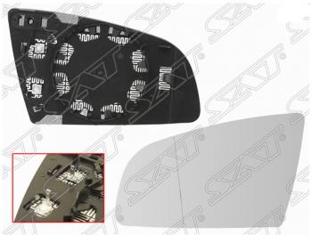 Левое полотно зеркала SAT (асферическое с обогревом) Audi A4 B6 седан (2000-2006)