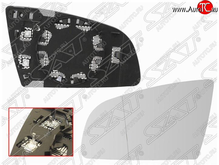 639 р. Левое полотно зеркала SAT (асферическое с обогревом)  Audi A3 ( 8P1 хэтчбэк 3 дв.,  8PA хэтчбэк 5 дв.) - A6  C6  с доставкой в г. Керчь