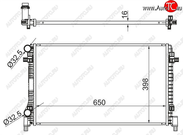 5 649 р. Радиатор двигателя SAT (пластинчатый, 1,8 / 2.0) Volkswagen Passat B8 седан дорестайлинг (2015-2019)  с доставкой в г. Керчь
