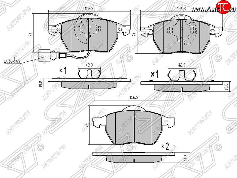 1 479 р. Передние тормозные колодки SAT  Audi A3 ( 8LA хэтчбэк 5 дв.,  8L1 хэтчбэк 3 дв.) - TT  8N  с доставкой в г. Керчь