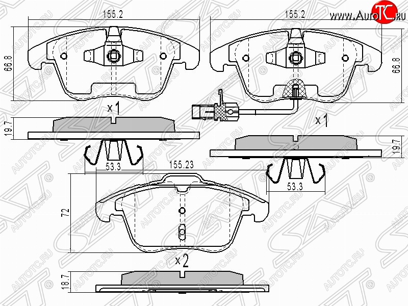 1 599 р. Колодки тормозные передние SAT  Audi A4  B7 - A6  C6  с доставкой в г. Керчь