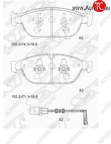 3 199 р. Комплект передних тормозных колодок SAT (Китай)  Audi A6  C7 - A8  D4  с доставкой в г. Керчь