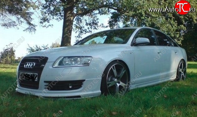 7 849 р. Накладка на передний бампер CT Audi A6 C6 дорестайлинг, универсал (2004-2008) (Неокрашенная)  с доставкой в г. Керчь