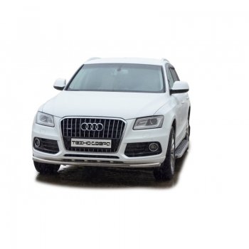 Защита переднего бампера ТехноСфера (Техно Сфера) (нержавейка, d51 mm) Audi Q5  8R (2008-2017) дорестайлинг, рестайлинг