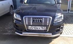 Двойная защита переднего бампера 63.5 мм Металл Дизайн Audi Q5  8R (2008-2017) дорестайлинг, рестайлинг (полированная нержавейка)