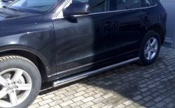 Защита порогов d76 мм Металл Дизайн Audi Q5  8R (2008-2017) дорестайлинг, рестайлинг (полированная нержавейка)