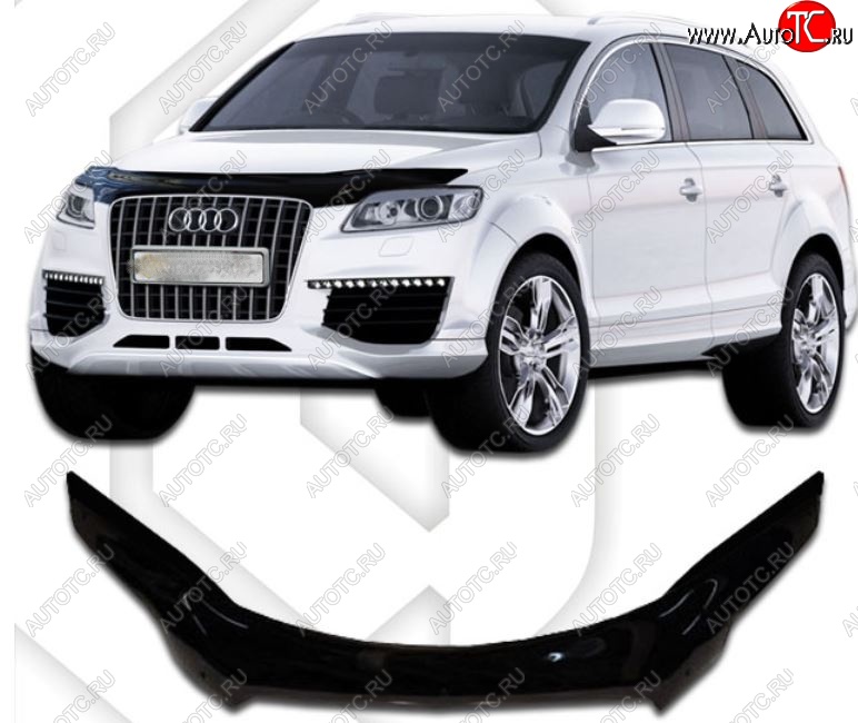 2 379 р. Дефлектор капота CA-Plastic exclusive  Audi Q7  4L (2005-2015) дорестайлинг, рестайлинг (Classic черный, Без надписи)  с доставкой в г. Керчь