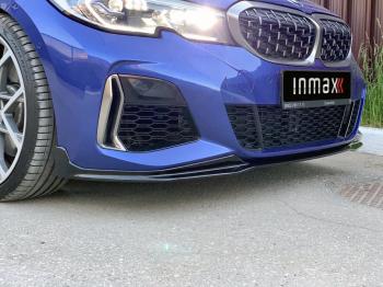 Сплиттер переднего М-бампера М-Perfomance BMW 3 серия  G20 (2018-2022) седан (цвет: черный глянец)