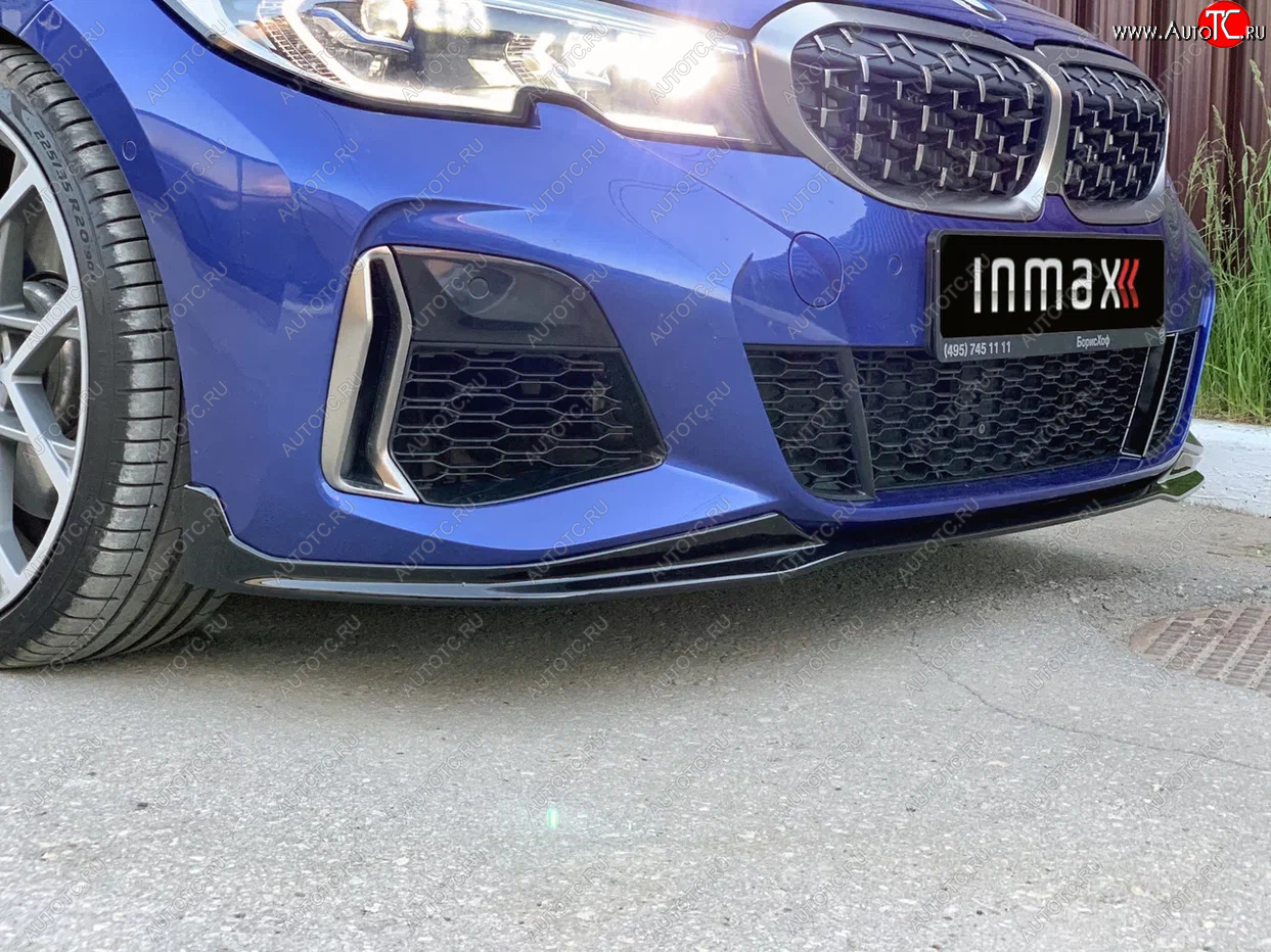 12 299 р. Сплиттер переднего М-бампера М-Perfomance  BMW 3 серия  G20 (2018-2022) седан (цвет: черный глянец)  с доставкой в г. Керчь