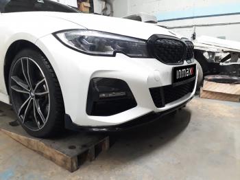 12 299 р. Сплиттер переднего М-бампера М-Perfomance  BMW 3 серия  G20 (2018-2022) седан (цвет: черный глянец)  с доставкой в г. Керчь. Увеличить фотографию 2