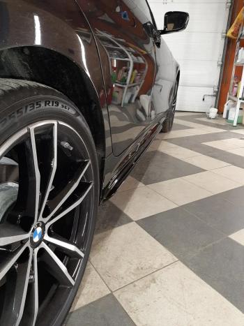 11 499 р. Пластиковые накладки M порогов BMW 3 серия G20 седан (2018-2022) (цвет: черный глянец)  с доставкой в г. Керчь. Увеличить фотографию 4