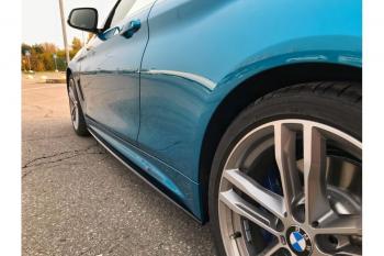 9 999 р. Пластиковые накладки под пороги М-Perfomance BMW 4 серия F32 купе дорестайлинг (2013-2017) (цвет: черный матовый)  с доставкой в г. Керчь. Увеличить фотографию 2