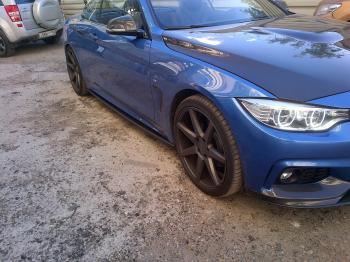 9 999 р. Пластиковые накладки под пороги М-Perfomance BMW 4 серия F32 купе дорестайлинг (2013-2017) (цвет: черный матовый)  с доставкой в г. Керчь. Увеличить фотографию 8