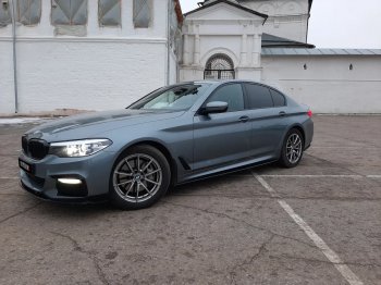 Сплиттер переднего бампера М-Perfomance BMW 5 серия  G30 (2016-2020) дорестайлинг, седан (Черный матовый)