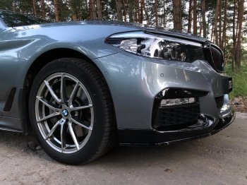 Сплиттер переднего бампера M-Performance BMW 5 серия  G30 (2016-2020) дорестайлинг, седан (Черный глянцевый)