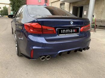 5 999 р. Накладки M-Perfomance под задний бампер (мини-лезвия) Inmax  BMW 5 серия  G30 (2016-2020) дорестайлинг, седан (цвет: черный глянец)  с доставкой в г. Керчь. Увеличить фотографию 4
