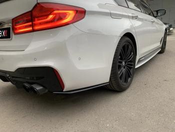 5 999 р. Накладки M-Perfomance под задний бампер (мини-лезвия) Inmax  BMW 5 серия  G30 (2016-2020) дорестайлинг, седан (цвет: черный глянец)  с доставкой в г. Керчь. Увеличить фотографию 5