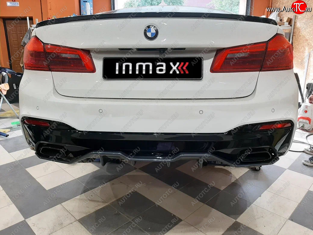 12 499 р. Диффузор заднего бампера М-Perfomance (4 клыка)  BMW 5 серия  G30 (2016-2020) дорестайлинг, седан Inmax (неокрашенный)  с доставкой в г. Керчь