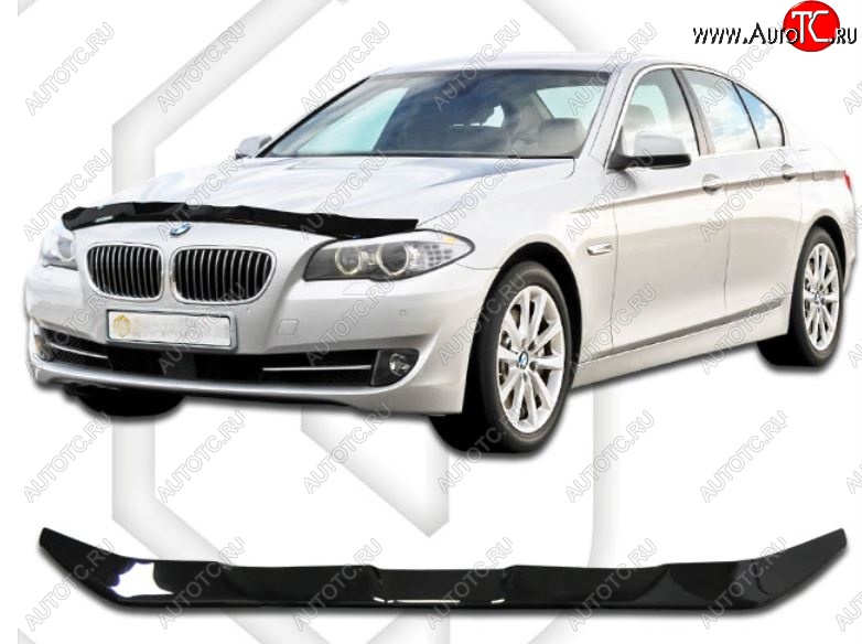 2 699 р. Дефлектор капота CA-Plastic BMW 5 серия F11 дорестайлинг, универсал (2009-2013) (Classic черный, Без надписи)  с доставкой в г. Керчь