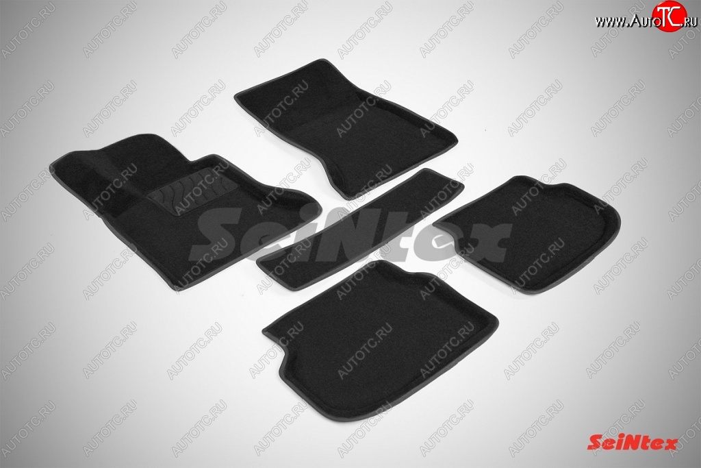 5 699 р. Износостойкие коврики в салон SeiNtex Premium 3D 4 шт. (ворсовые, черные) BMW 5 серия F10 седан дорестайлинг (2009-2013)  с доставкой в г. Керчь