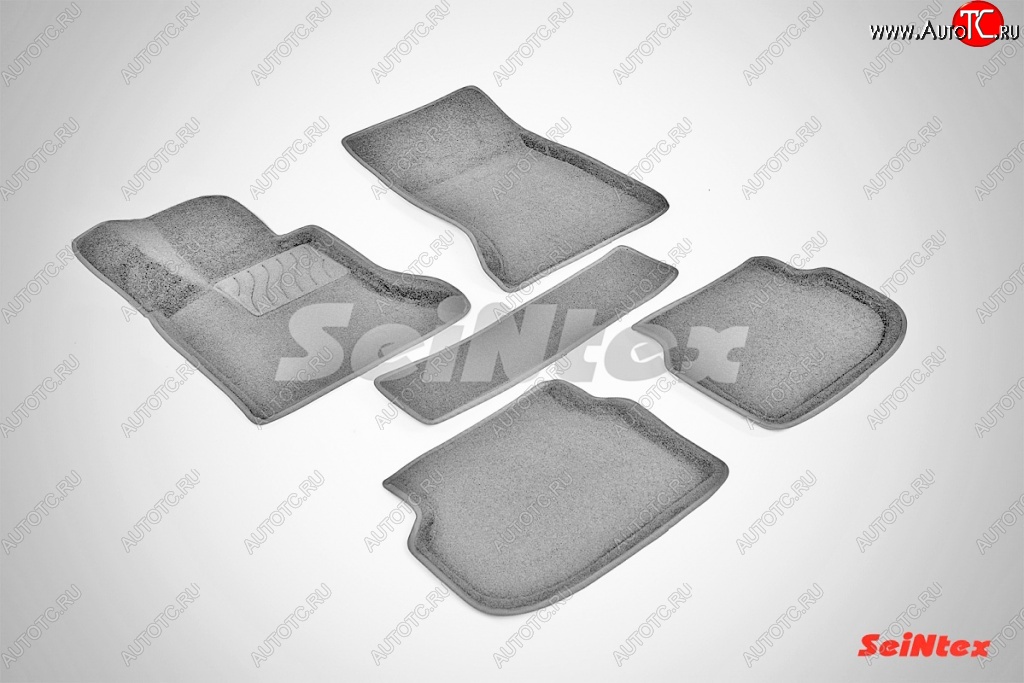 7 649 р. Износостойкие коврики в салон SeiNtex Premium 3D 4 шт. (ворсовые, серые) BMW 5 серия F10 седан дорестайлинг (2009-2013)  с доставкой в г. Керчь