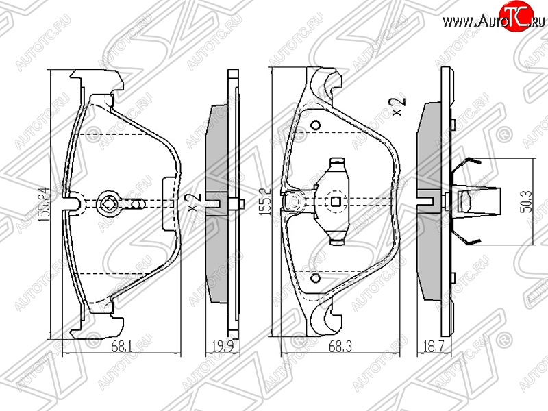1 099 р. Колодки тормозные SAT (передние)  BMW 5 серия ( F11,  F10) - 7 серия  F01-F04  с доставкой в г. Керчь