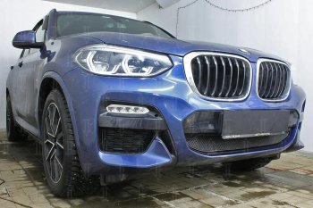 4 099 р. Защитная сетка радиатора в бампер Стрелка 11 Премиум (алюминий, 2.0i /2.0d/3.0d, AT, Base)  BMW X3  G01 (2017-2021) дорестайлинг (Цвет: черный)  с доставкой в г. Керчь. Увеличить фотографию 2