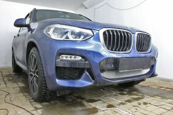 64 999 р. Защитная сетка радиатора в бампер (алюминий/пластик, 2.0i /2.0d/3.0d, AT, Base) Стрелка 11 Стандарт  BMW X3  G01 (2017-2021) дорестайлинг (Цвет: хром, без зимней заглушки)  с доставкой в г. Керчь. Увеличить фотографию 3
