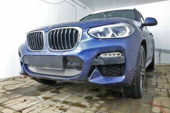 64 999 р. Защитная сетка радиатора в бампер (алюминий/пластик, 2.0i /2.0d/3.0d, AT, Base) Стрелка 11 Стандарт  BMW X3  G01 (2017-2021) дорестайлинг (Цвет: хром, без зимней заглушки)  с доставкой в г. Керчь. Увеличить фотографию 2