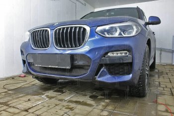 62 999 р. Защитная сетка радиатора в бампер (алюминий/пластик, 2.0i /2.0d/3.0d, AT, Base) Стрелка 11 Стандарт  BMW X3  G01 (2017-2021) дорестайлинг (Цвет: черный, без зимней заглушки)  с доставкой в г. Керчь. Увеличить фотографию 3