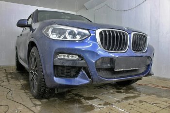 62 999 р. Защитная сетка радиатора в бампер (алюминий/пластик, 2.0i /2.0d/3.0d, AT, Base) Стрелка 11 Стандарт  BMW X3  G01 (2017-2021) дорестайлинг (Цвет: черный, без зимней заглушки)  с доставкой в г. Керчь. Увеличить фотографию 4
