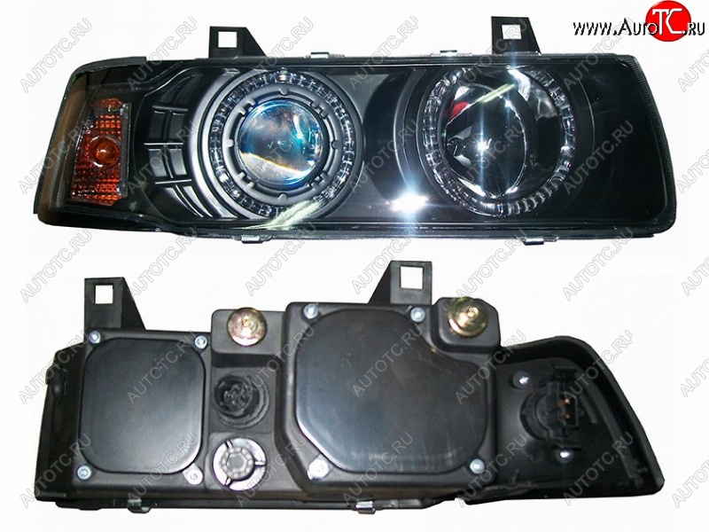 17 699 р. Правая передняя фара SAT (цельная с габаритом, черный хрусталь) BMW 3 серия E36 седан (1990-2000)  с доставкой в г. Керчь
