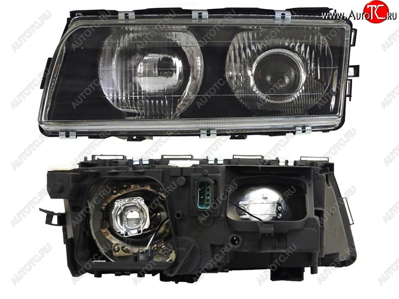 6 949 р. Левая передняя фара SAT (черная)  BMW 7 серия  E38 (1994-1998) дорестайлинг, седан  с доставкой в г. Керчь