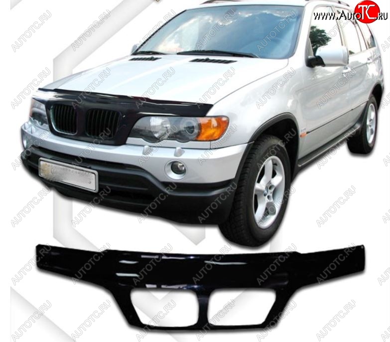 2 899 р. Дефлектор капота на CA-Plastic exclusive BMW X5 E53 дорестайлинг (1999-2003) (Classic черный, Без надписи)  с доставкой в г. Керчь