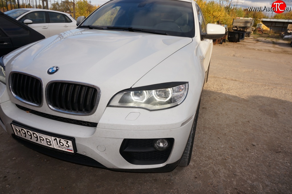 2 649 р. Реснички на фары Drive BMW X6 E71 рестайлинг (2012-2014) (Неокрашенные)  с доставкой в г. Керчь