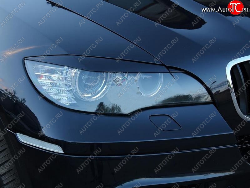 1 299 р. Реснички на фары Tuning-Sport v1 (для стандартных фар)  BMW X6  E71 (2008-2012) дорестайлинг (Неокрашенные)  с доставкой в г. Керчь
