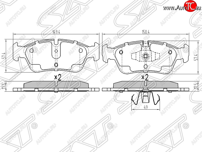 939 р. Колодки тормозные SAT (передние)  BMW 3 серия ( E90,  E91) (2004-2012) седан дорестайлинг, седан рестайлинг, универсал рестайлинг  с доставкой в г. Керчь