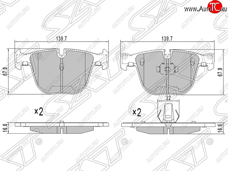 1 129 р. Колодки тормозные SAT (задние)  BMW 3 серия ( E90,  E91) (2004-2012) седан дорестайлинг, седан рестайлинг, универсал рестайлинг  с доставкой в г. Керчь