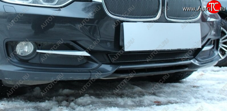 3 599 р. Защитная сетка радиатора в бампер Стрелка 11 Премиум (алюминий) BMW 3 серия F31 универсал дорестайлинг (2012-2015) (Цвет: черный)  с доставкой в г. Керчь