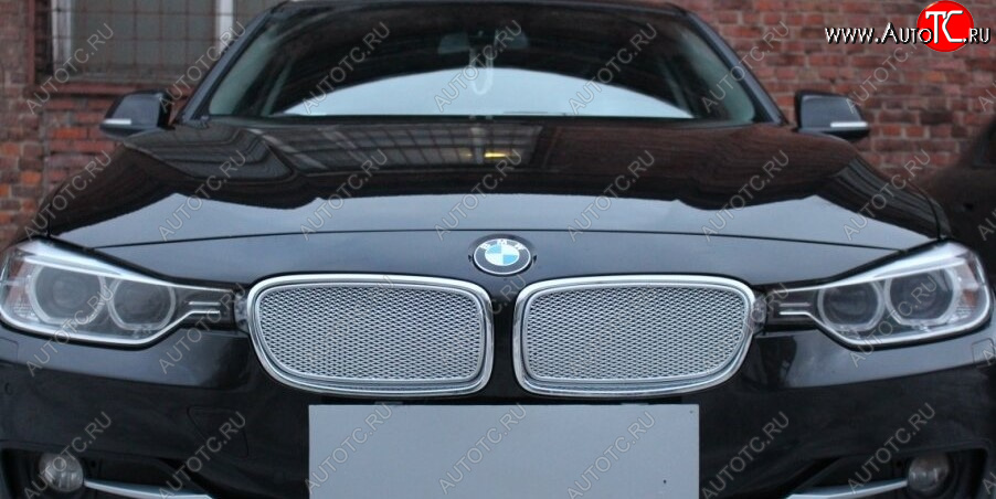 5 949 р. Защитная сетка решетки радиатора Стрелка 11 Премиум (алюминий)  BMW 3 серия ( F30,  F31) (2012-2015) седан дорестайлинг, универсал дорестайлинг (Цвет: хром)  с доставкой в г. Керчь