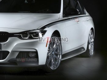 8 499 р. Накладки на пластиковые пороги INMAX M-Perfomance BMW 3 серия F30 седан дорестайлинг (2012-2015) (черный матовый)  с доставкой в г. Керчь. Увеличить фотографию 6