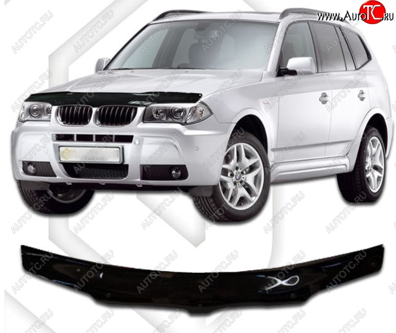 1 999 р. Дефлектор капота CA-Plastic  BMW X3  E83 (2003-2009) (Classic черный, Без надписи)  с доставкой в г. Керчь